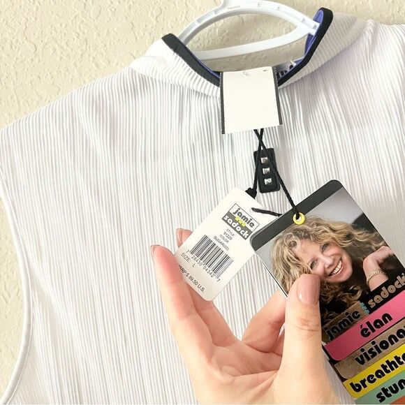 NWT Jamie Sadock 1/4 Zip Sugar White Golf Tennis Top Sleeveless Size L - Picture 5 of 6